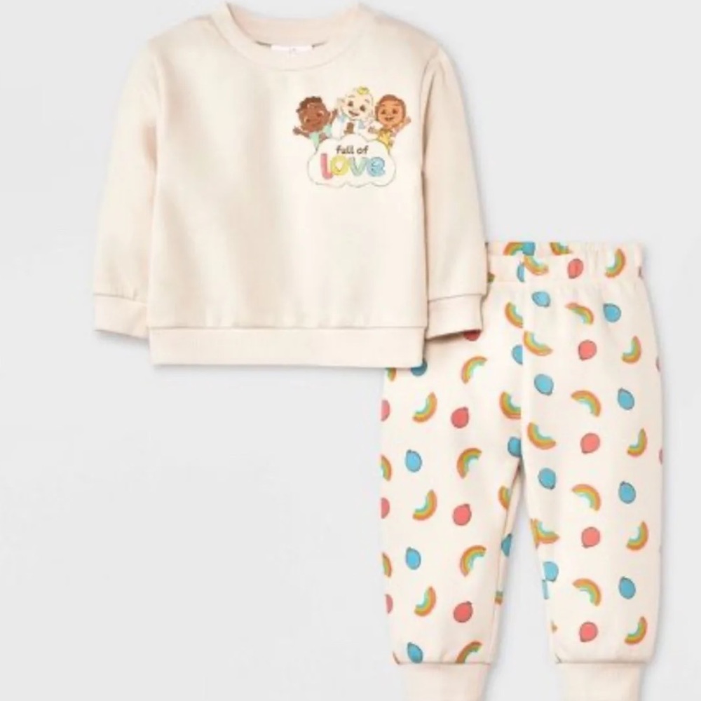 Baby boy, baby girl, Cocomelon Top and Bottom Set - color: Cream, size Newborn